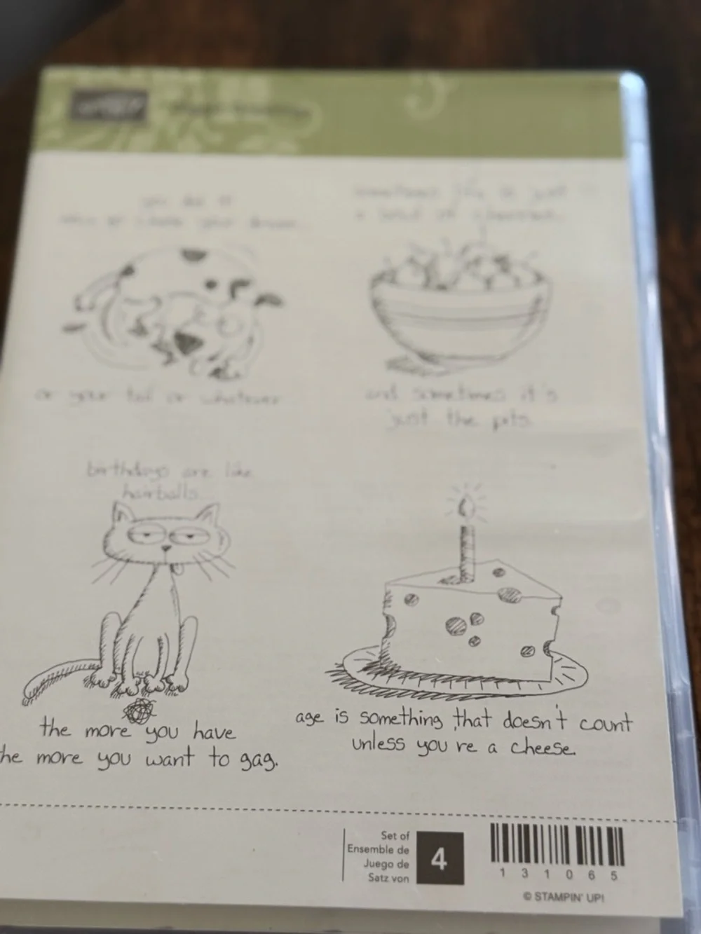 Stampin' Up! Giggle Greetings. Cat, dog, cherries, cheese cake Stamp Set
